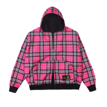 Load image into Gallery viewer, ZODIAC Nevermind Plaid Zip Up Hoodie
