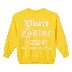 Zodiac “Visit Us” Knit Sweater