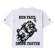 Load image into Gallery viewer, ZODIAC x White Label Run Fast Drink Faster T-shirt
